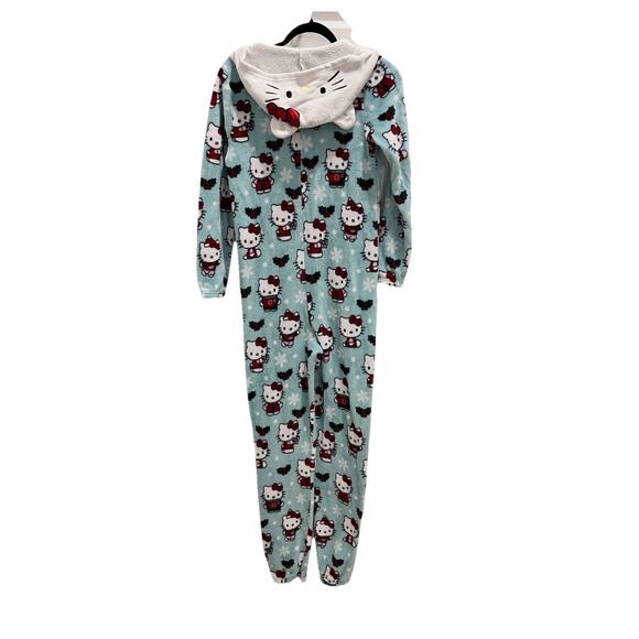 Hello Kitty Womens Union Suit One Piece Pajamas Jumper Christmas Sz S Blue - Picture 9 of 9